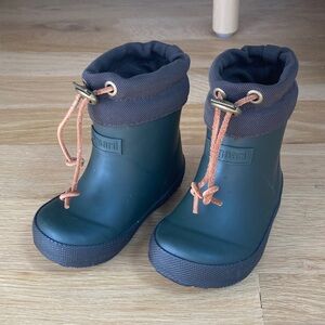 Bisgaard Toddler Natural Rubber Wool Lined Rain/Snow Boots - Olive